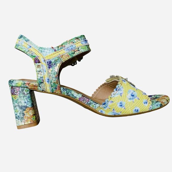 L'Artististe Floral Sandals Boho Spring Step 9.5 10 Block Heel Voguesh - Picture 6 of 15